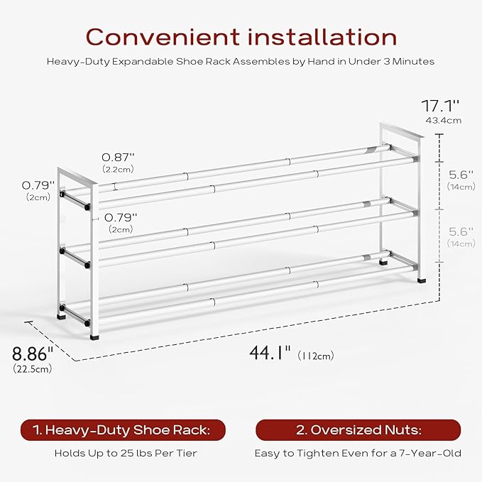 Bumusty 3-Tier Long Expandable Shoe Rack - Image 3