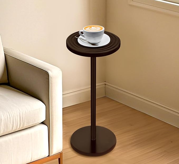 ZYBT Pedestal Side Table, 10.24" Natural Wood Round Coffee Table, Drink Table - Image 2