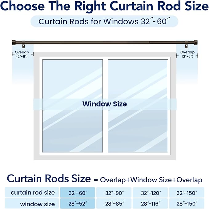 2 Pack Curtain Rods for Windows 28 to 48 Inch, 1 Inch Bronze Curtain Rods Set - Image 5