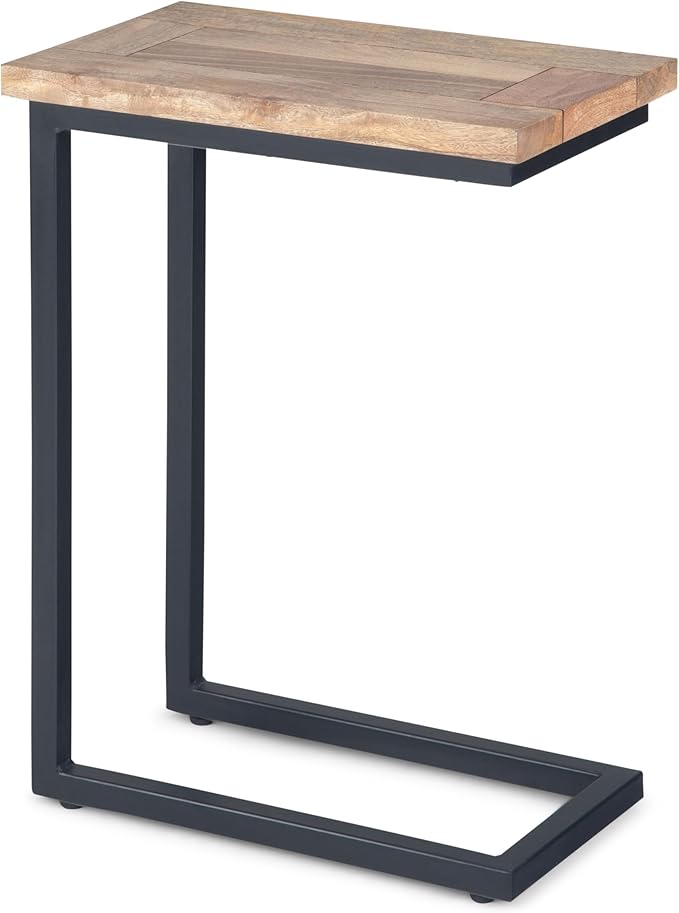 SIMPLIHOME Skyler 18-inch Wide Solid Mango/Metal Industrial C-Shaped End Table by SimpliHome