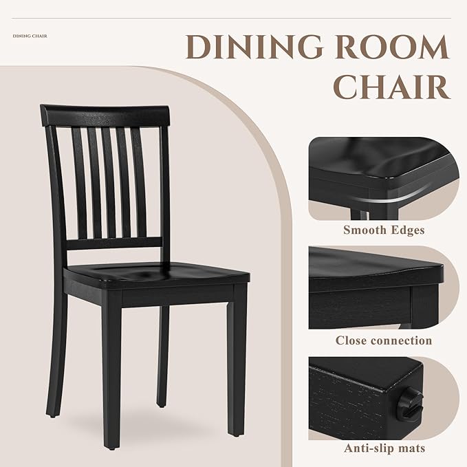 COLAMY Wooden Dining Room Chairs Set of 4, Spindle High Back Windsor Kitchen - Image 4