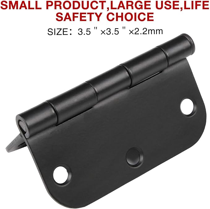 108 Pack Rounded Matte Black Door Hinges 3.5 Inch 5/8" Radius - Image 3