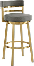 Armen Living Madrid 30" Seat Height Swivel Modern Vintage Gray Faux Leather and by ArmenLiving