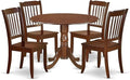 East West Furniture DLDA5-MAH-W 5 Piece Dining Set Includes a Round Dining Room by EastWestFurniture