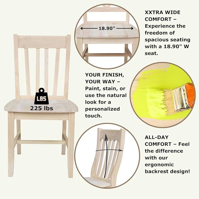 Set of Two Cafe Dining Chairs, Unfinished - Image 4