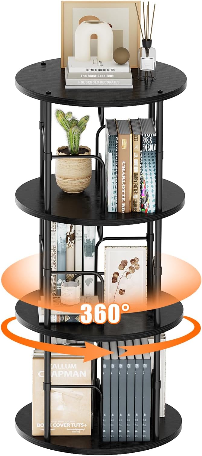 Rotating Bookshelf, 3 Tier Round Revolving Bookcase - Image 8