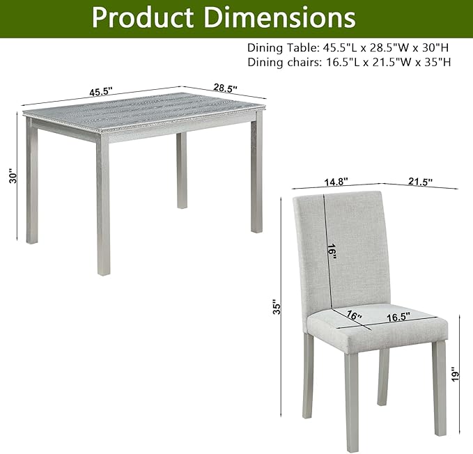 KEIKI 5-Piece Standard Height Dining Table Set - Image 3