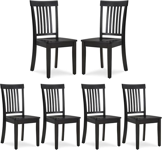 COLAMY Wooden Dining Chairs Set of 6, Spindle High Back Windsor Kitchen Side by COLAMYINC