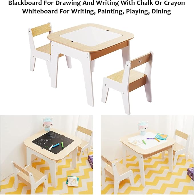 Toffy & Friends Wooden Storage Table and Chairs Set, 3-Piece Set, Activity - Image 4