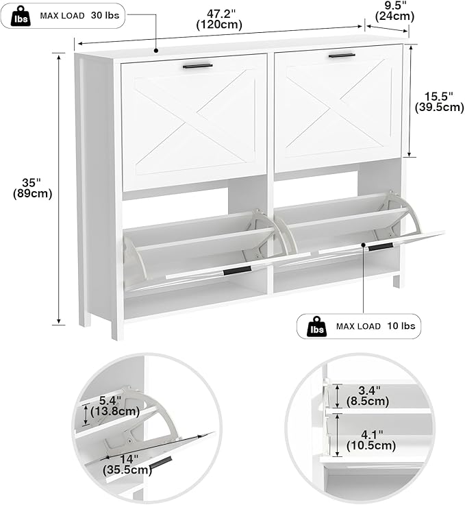 47" W Large Shoe Storage Cabinet - Image 2