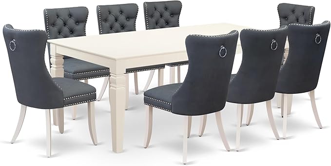 East West Furniture LGDA9-LWH-13 9 Piece Kitchen Set Includes a Rectangle by EastWestFurniture