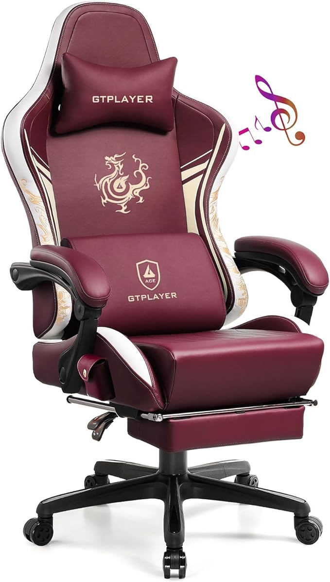 GTPLAYER Gaming Chair with Bluetooth Speakers and Footrest, Dragon Series Video by GtracingDirect