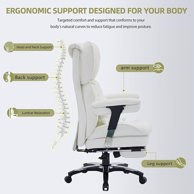 Efomao White Big and Tall Office Chair - Image 7