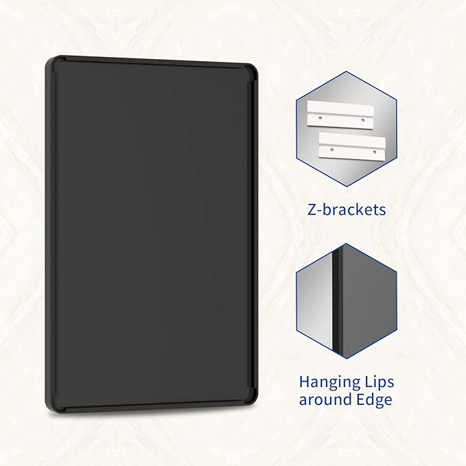 WEER Black Metal Framed Mirror 72X32 Inch, Rounded Rectangle Matte Black - Image 7