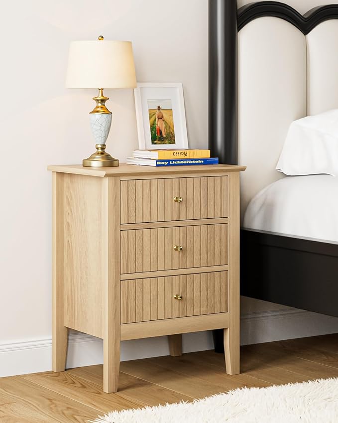 Fluted Nightstand, Farmhouse Night Stand by Unknown