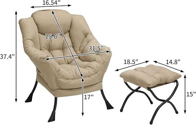 HollyHOME Fabric Lazy Chair - Image 3