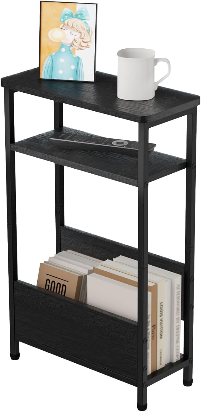 7.1" Narrow Side Table for Small Spaces, 3 Tier Small End Table by THUMEYE