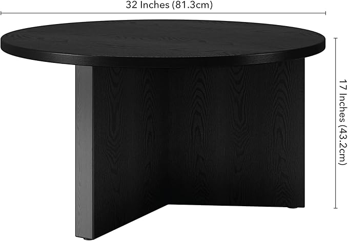 Henn&Hart 32" Round Wood Pedestal Coffee Table - Image 3