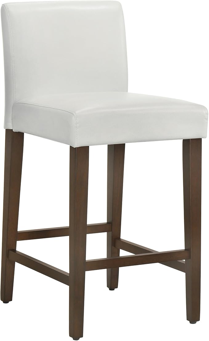 CHITA Counter Height Bar Stools Set of 3, PU Leather in White - Image 4