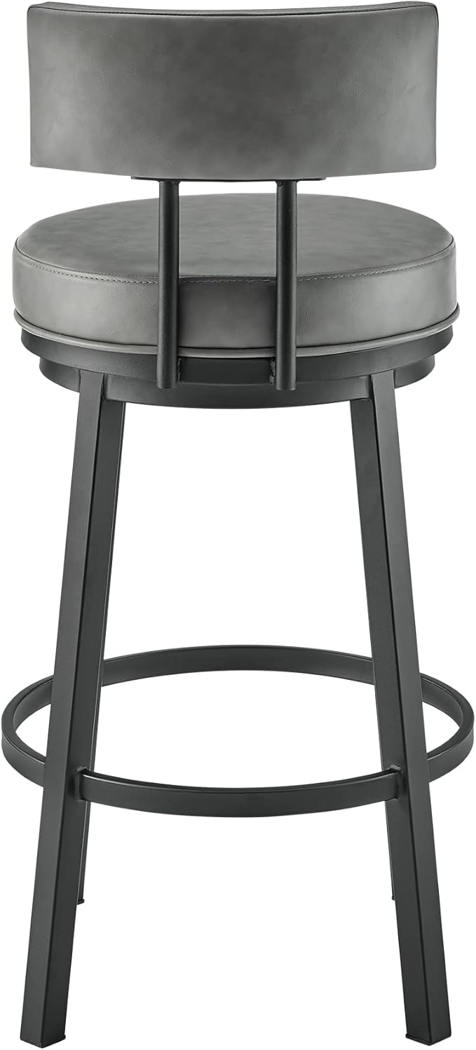 Armen Living Dalza Swivel Counter or Bar Stool in Black Finish - Image 7