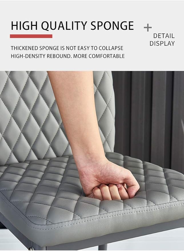 JT Modern Minimalist Dining Chair Fireproof Leather Sprayed Metal Pipe Diamond - Image 3