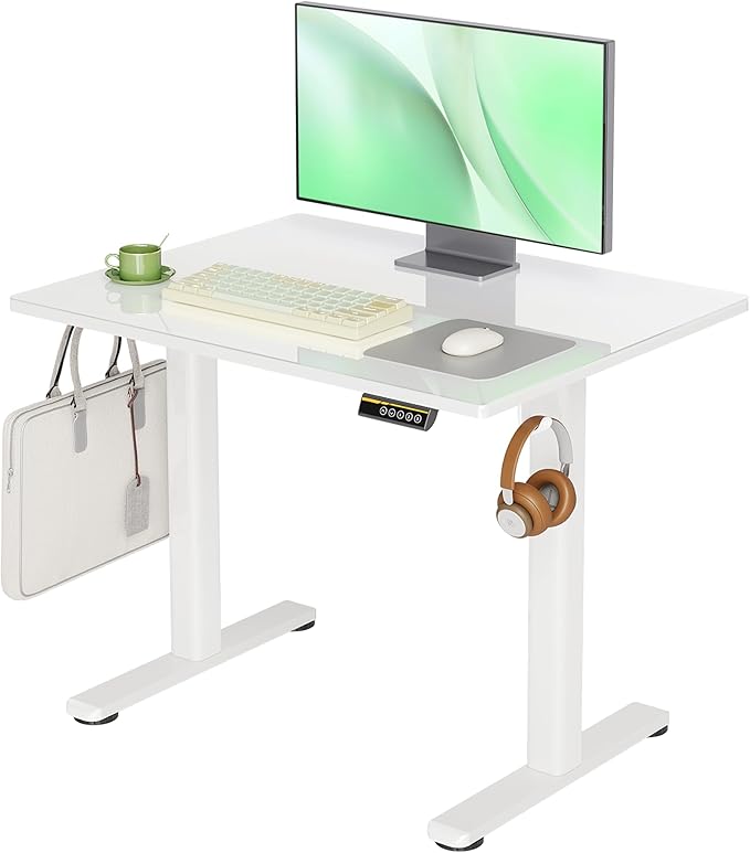 Claiks Small Glass Standing Desk, 35x20 Inch Electric Standing Desk Adjustable by CLAIKS