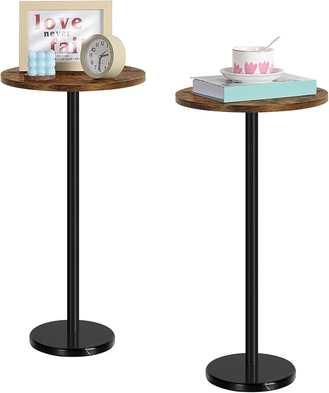 Round Side Table Set of 2 Small Drink Pedestal Accent End Coffee Cocktail Table by BTY