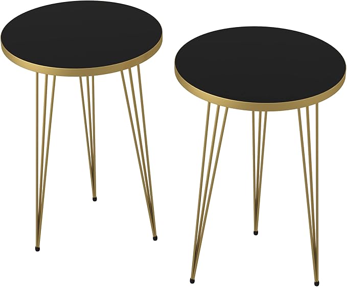 PAK HOME Set of 2 End Tables Round Wood Sofa Side Coffee Tables - Image 6