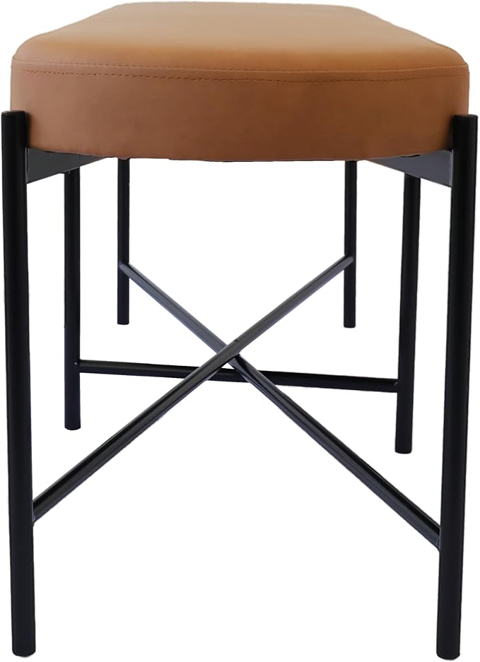 54” upholstered Vegan Leather Accent Ottoman Bench - Image 3