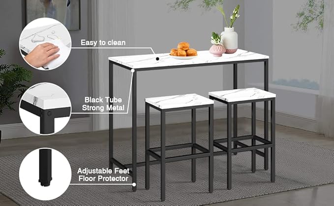 Aklaus Bar Table Set, Counter Height Bar Table - Image 4