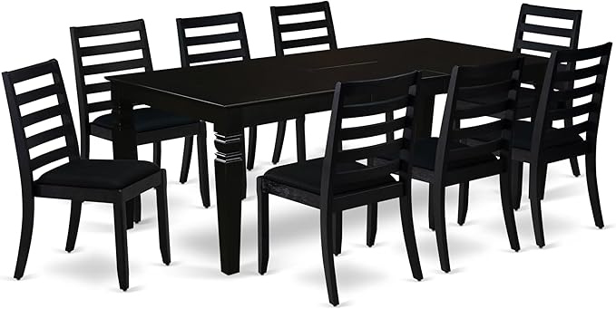 East West Furniture LGX19-BLK-24 -9 Piece Dining Set Includes a Rectangular by EastWestFurniture