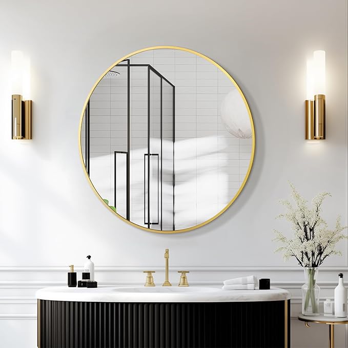 Round Mirrors for Wall Decor 28 Inch Gold Mirror Round Bathroom Mirror Matte - Image 7