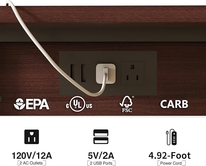 LIDYUK C Shaped End Table with Charging Station, Flip Top Side Table with USB - Image 6