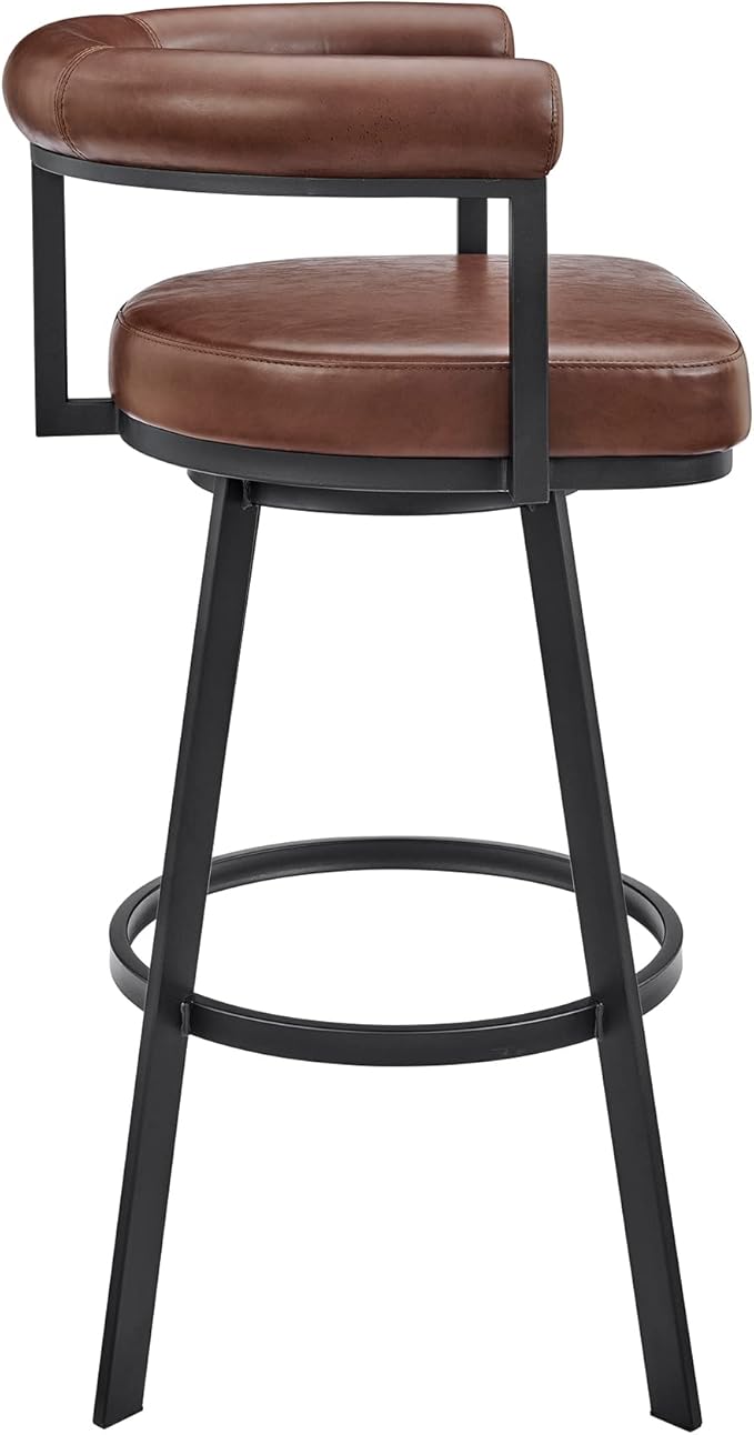 Armen Living Magnolia Swivel Counter Stool in Black Metal - Image 5