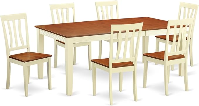 East West Furniture QUAN7-WHI-W 7 Piece Dining Table Set Consist of a Rectangle by EastWestFurniture