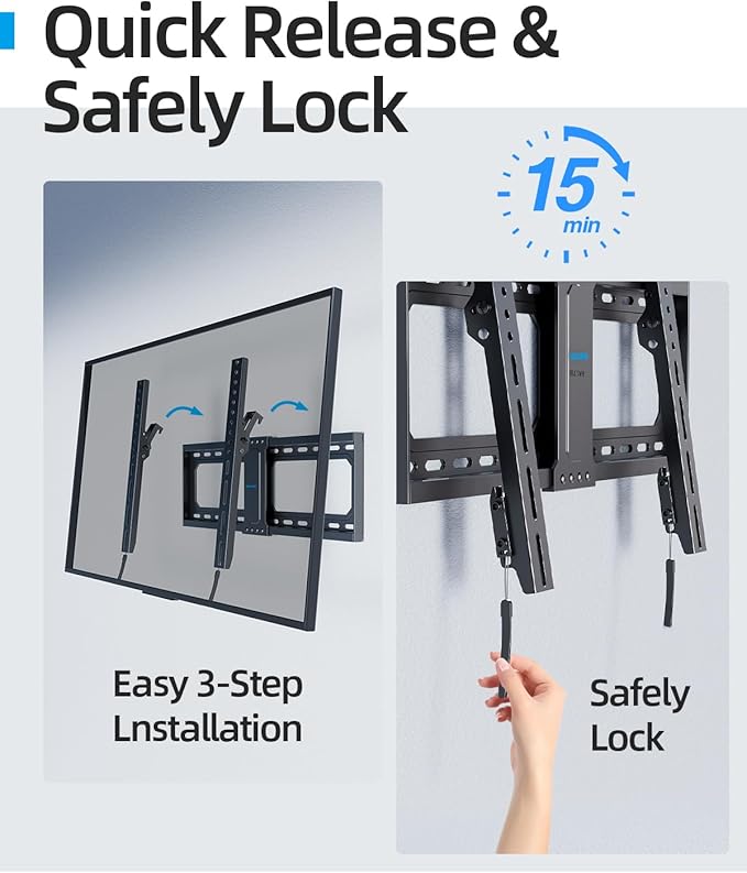 Tilt TV Wall Mount Fits 16-24" Studs, Holds 37-82" TVs up to 132 lbs, Max VESA - Image 7