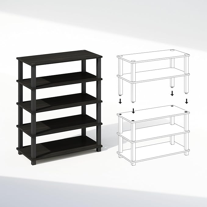 Furinno Turn-S-Tube 3-Tier Multipurpose Stackable Standing Shelves, - Image 4