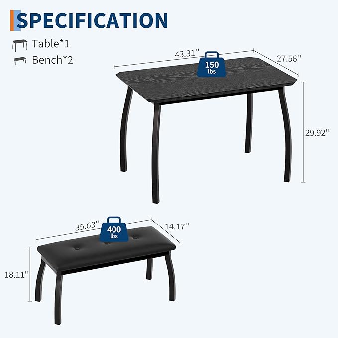 GAOMON Dining Table Set for 4, Metal Frame Kitchen Table Set - Image 2