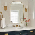 ANDY STAR Brushed Gold Rectangle Mirror, 24x36 Inch Scalloped Bathroom Mirror by ANDYSTAR