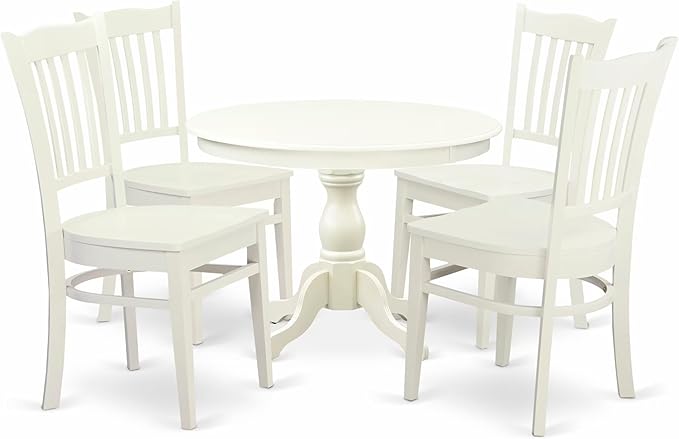 East West Furniture HBGR5-LWH-W 5 Piece Kitchen Table & Chairs Set Includes a by EastWestFurniture