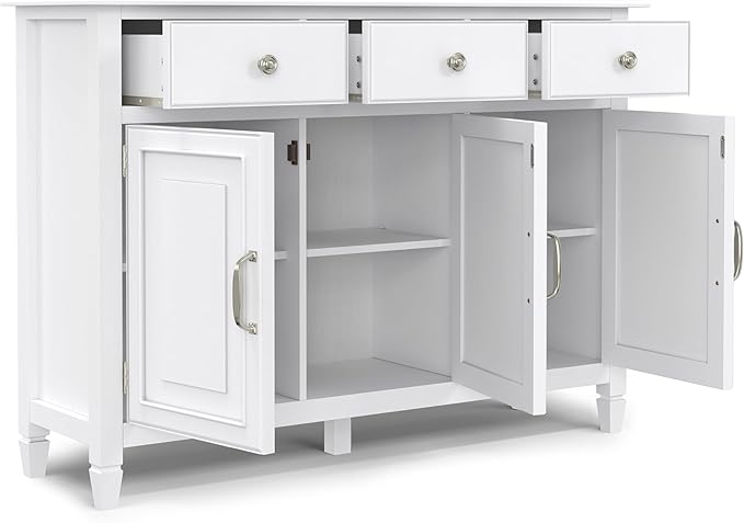 SIMPLIHOME Connaught 51-inch Wide Solid Wood Storage Cabinet in White - Image 4