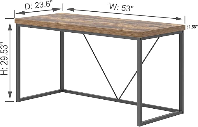 EXCEFUR Industrial Computer Desk, Wood and Metal Home Office Desk, Writing - Image 2