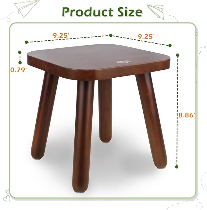 BEE&OAK Wooden Step Stools for Adults, Solid Rubber Wood Non-Slip Step Foot - Image 2