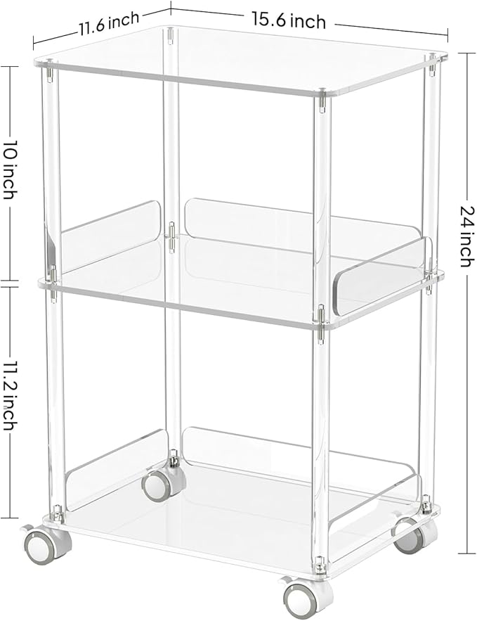 AQUIVER Acrylic Rolling Side Table - Image 2