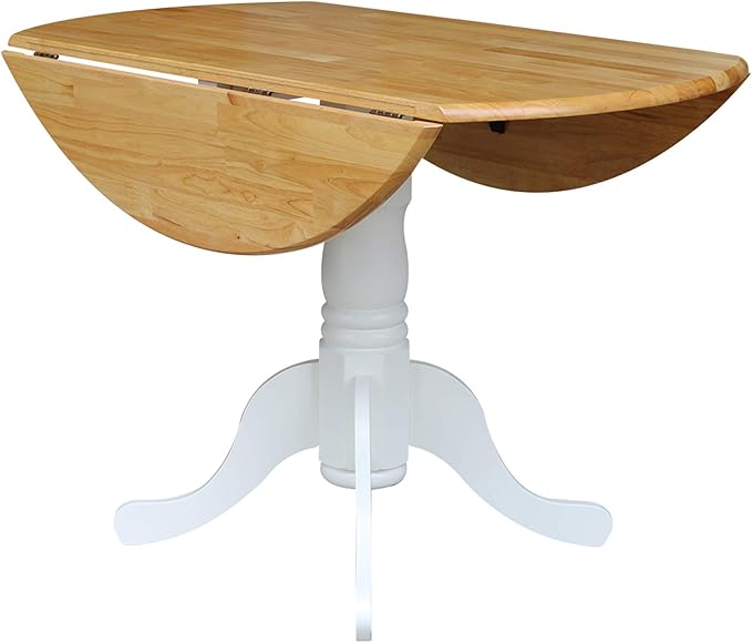 42" Round Dual Drop Leaf Pedestal Dining Table, Solid Wood, Easy Assembly - Image 10