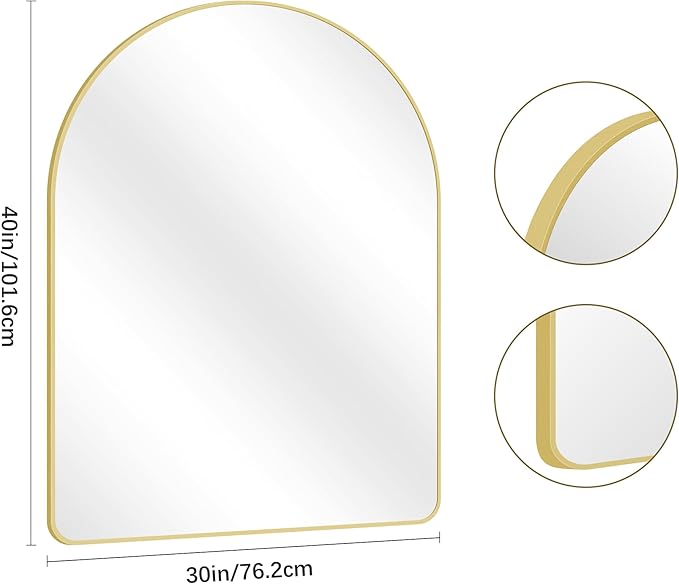 Arched Bathroom Mirror, Wall Mounted Mirror, Living Room, Vertically Hanging or - Image 7