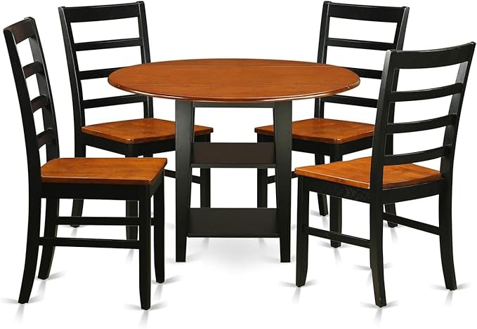 East West Furniture SUPF5-BCH-W 5 Piece Dining Set Includes a Round Dining Table by EastWestFurniture
