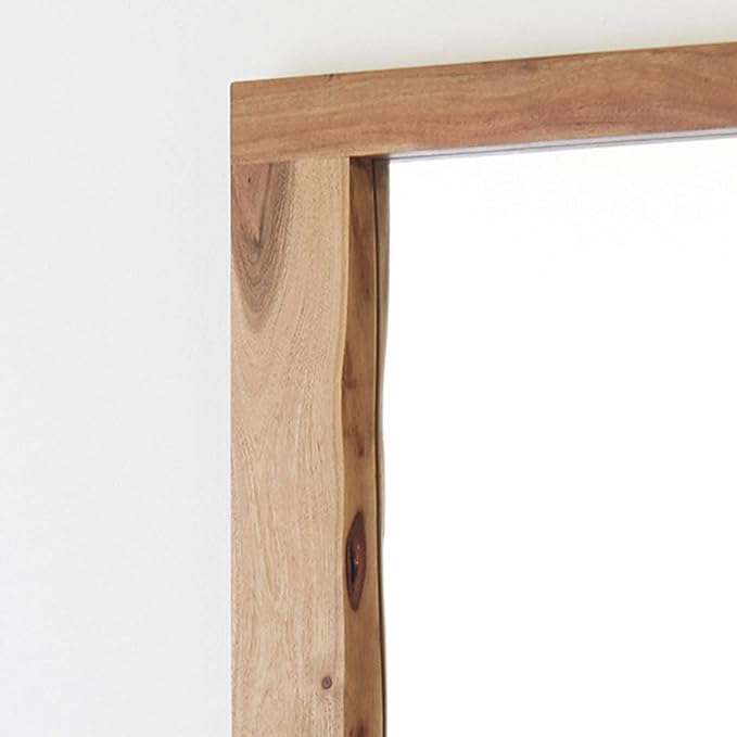 Alpine 24 in. Natural Live Edge Wood Mirror, Wall Bathroom Hanging Decor - Image 3