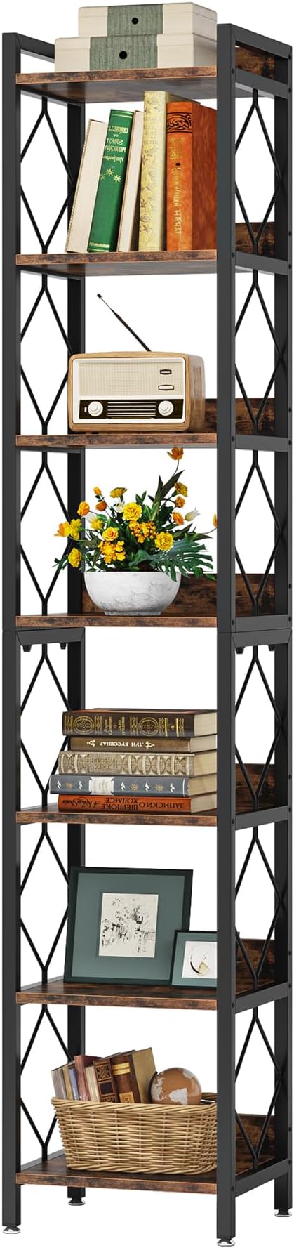 Tribesigns 78.7 Inch Extra Tall Narrow Bookshelf, 7 Tier Skinny Bookcase - Image 7