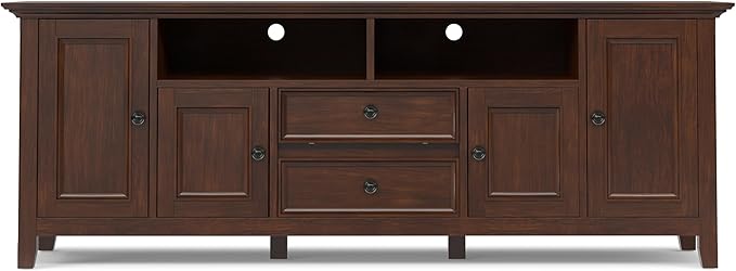SIMPLIHOME Amherst 72-inch Wide Solid Wood TV Stand in Russet Brown, - Image 6